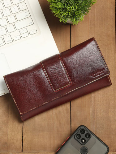 Teakwood Genuine Leather Maroon Color Wallet