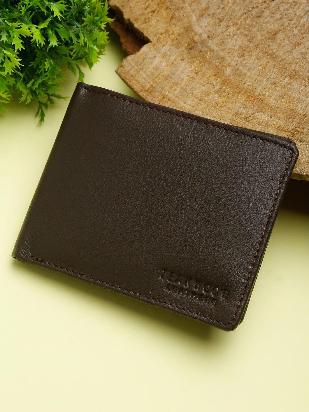 Men Brown Textured Leather Two Fold Wallet