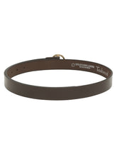 Load image into Gallery viewer, Teakwood Genuine Brown Leather Belt Round Gold Tone Buckle
