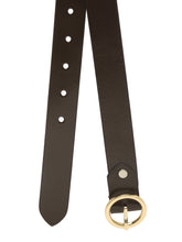 Load image into Gallery viewer, Teakwood Genuine Brown Leather Belt Round Gold Tone Buckle
