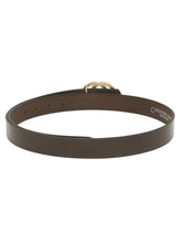 Load image into Gallery viewer, Teakwood Genuine Coffee Leather Belt Round Gold Tone Buckle
