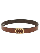 Load image into Gallery viewer, Teakwood Genuine Tan Leather Belt Round Gold Tone Buckle
