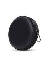 Load image into Gallery viewer, Unisex Black Solid Leather Zipper Headphone Case
