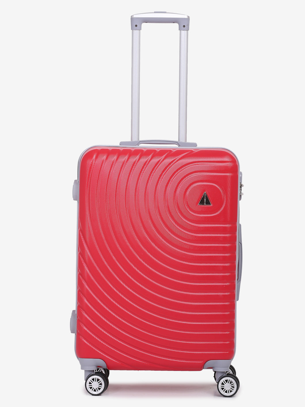 Unisex Red Textured Hard-Sided Medium Trolley Suitcase