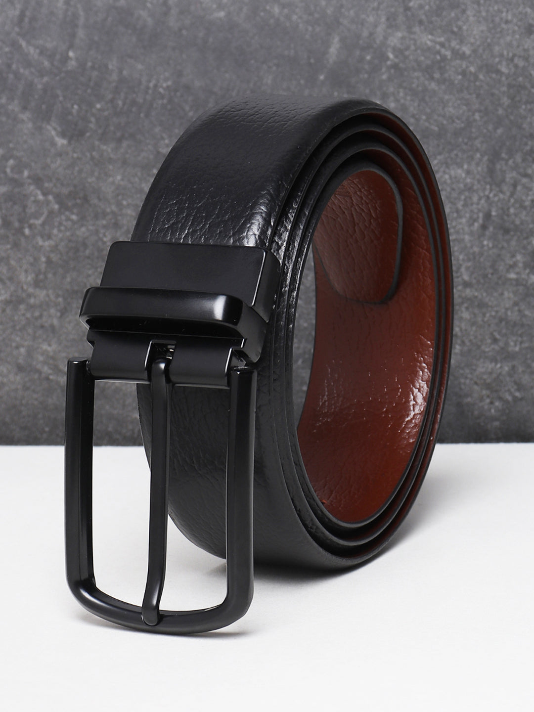 Men Black Brown Texture Reversible Leather Belt – Teakwood Leathers