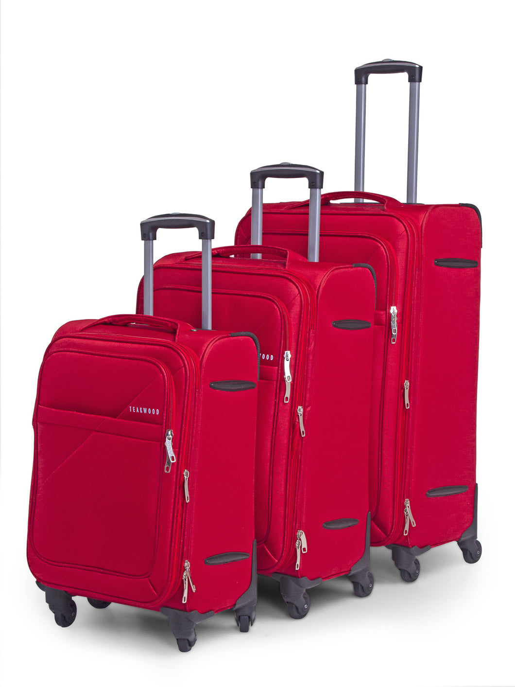 Teakwood Red Soft Sided Trolley Bag Set of Three
