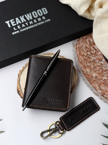 Teakwood Genuine Leather Accessory Gift Set