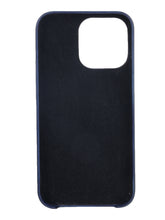 Load image into Gallery viewer, Unisex Blue Solid Leather iPhone 13 Pro/12 Pro Mobile Back Case
