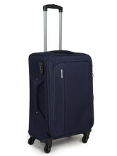 Load image into Gallery viewer, Unisex Blue Solid Soft-sided Small Trolley Suitcase (Small)
