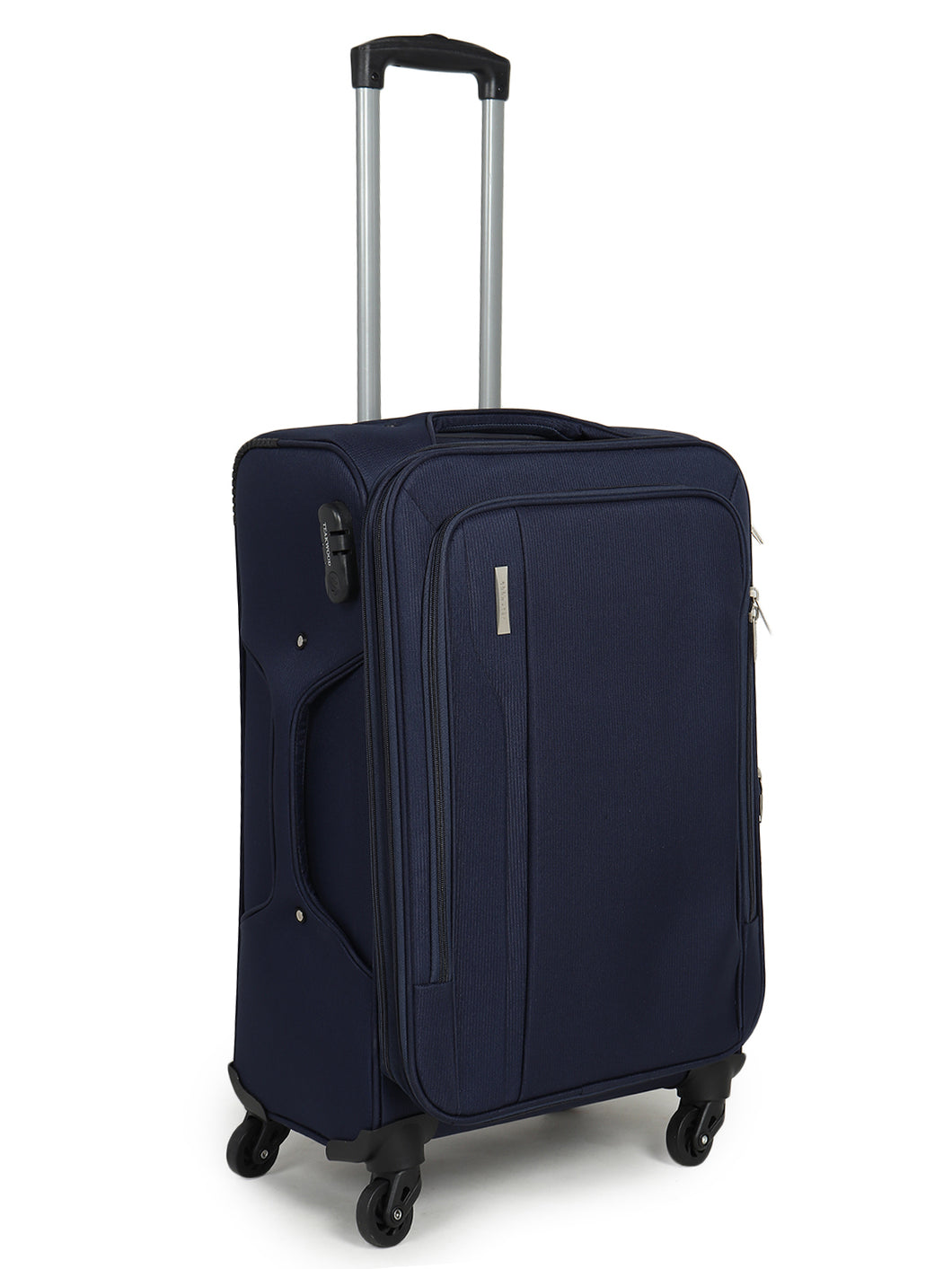 Unisex Blue Solid Soft-sided Small Trolley Suitcase (Small)