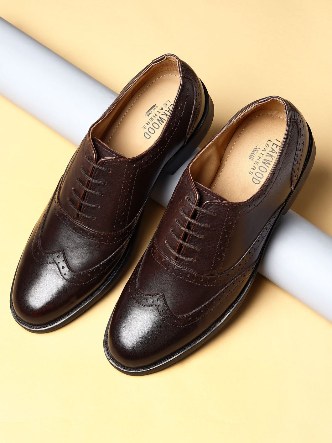 Teakwood Genuine Leather Brown Oxford Shoes