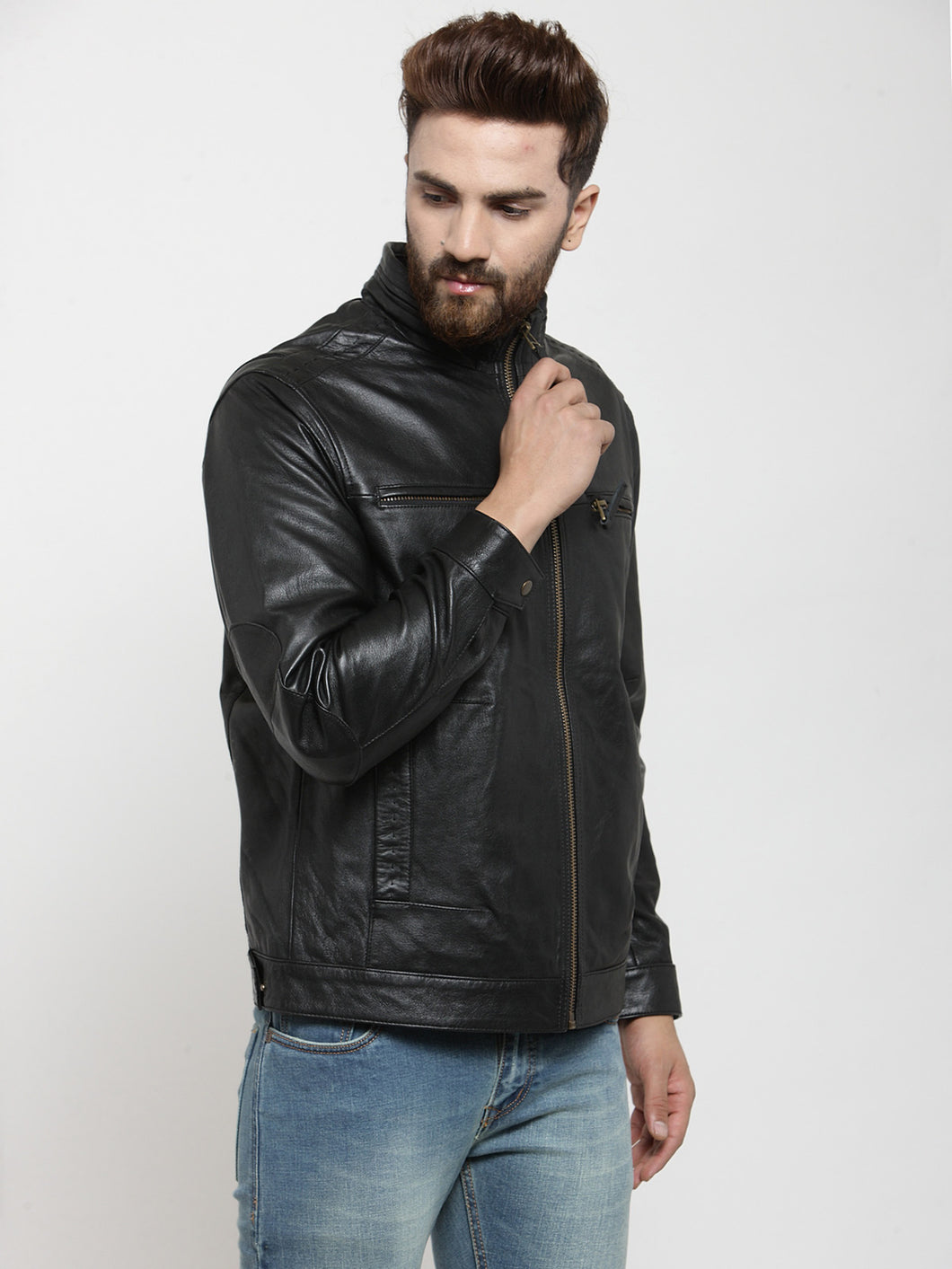 Buy Teakwood Leathers Men Black Solid Lightweight Leather Jacket - Jackets  for Men 10937124 | Myntra