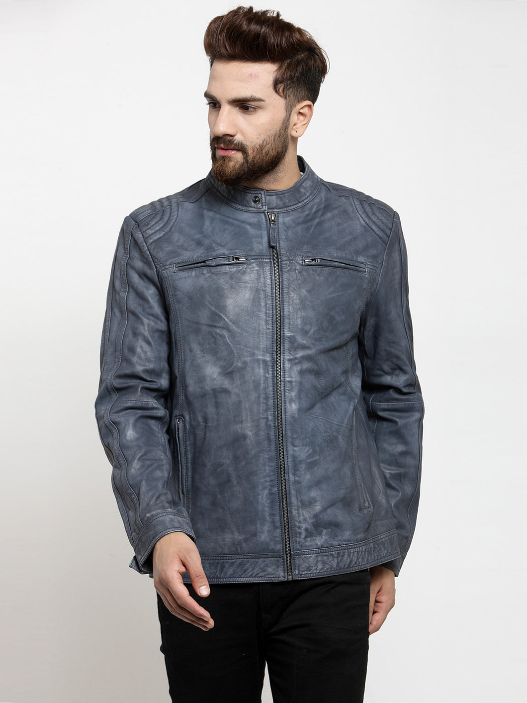 Teakwood Leathers Blue Men's 100% Genuine Leather Jacket