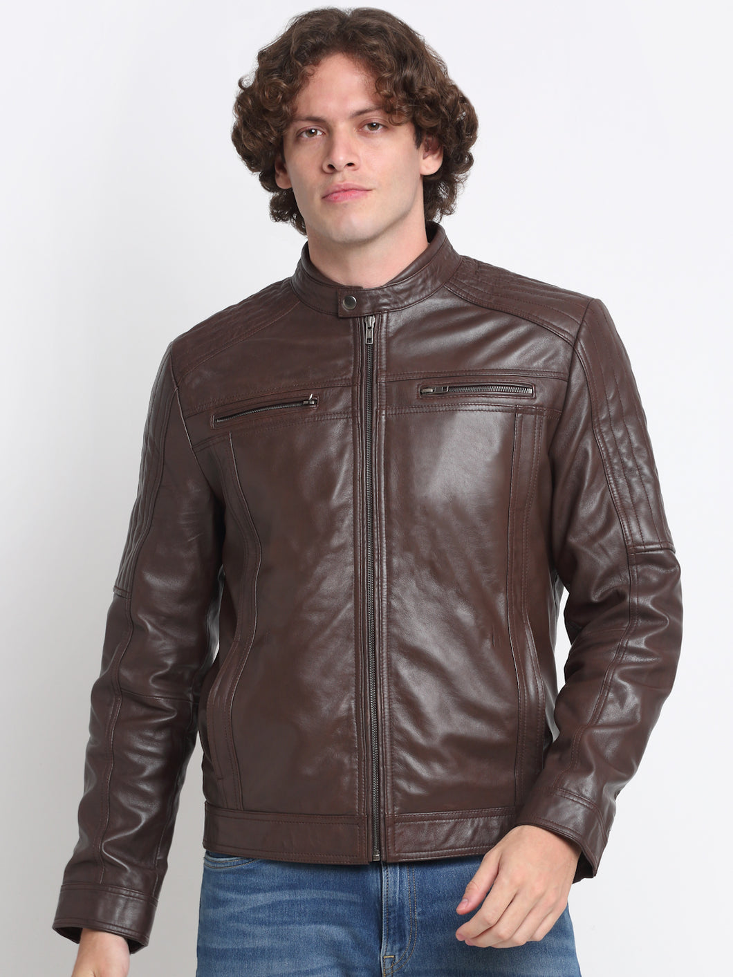 Teakwood Leathers Brown Men's 100% Genuine Leather Jacket