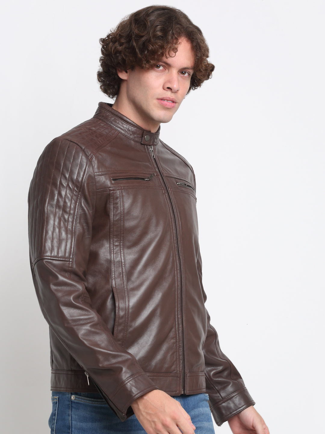 ALLSAINTS Woods Leather Jacket in Dark Navy | Endource
