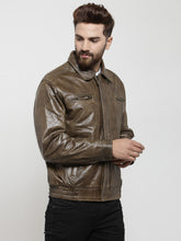 Load image into Gallery viewer, Teakwood Leathers Olive Green Men&#39;s 100% Genuine Leather Jacket
