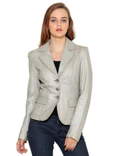 Load image into Gallery viewer, Teakwood Grey Women Genuine Leather Jacket
