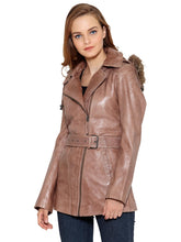 Load image into Gallery viewer, Teakwood Beige Women Genuine Leather Jacket
