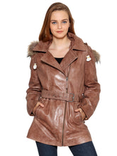 Load image into Gallery viewer, Teakwood Tan Women Genuine Leather Jacket
