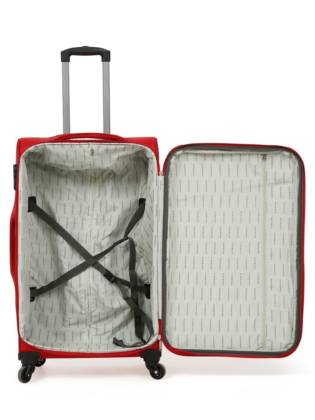 Unisex Red Textured Soft Sided Set of 3 Trolley Bag