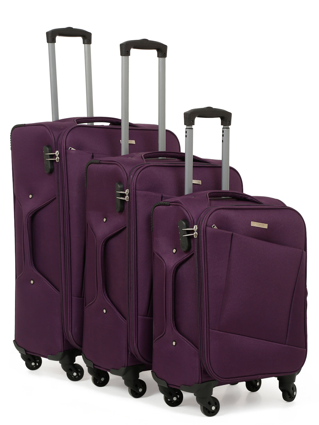 Unisex Purple Textured Hard Sided Cabin Size Trolley Bag
