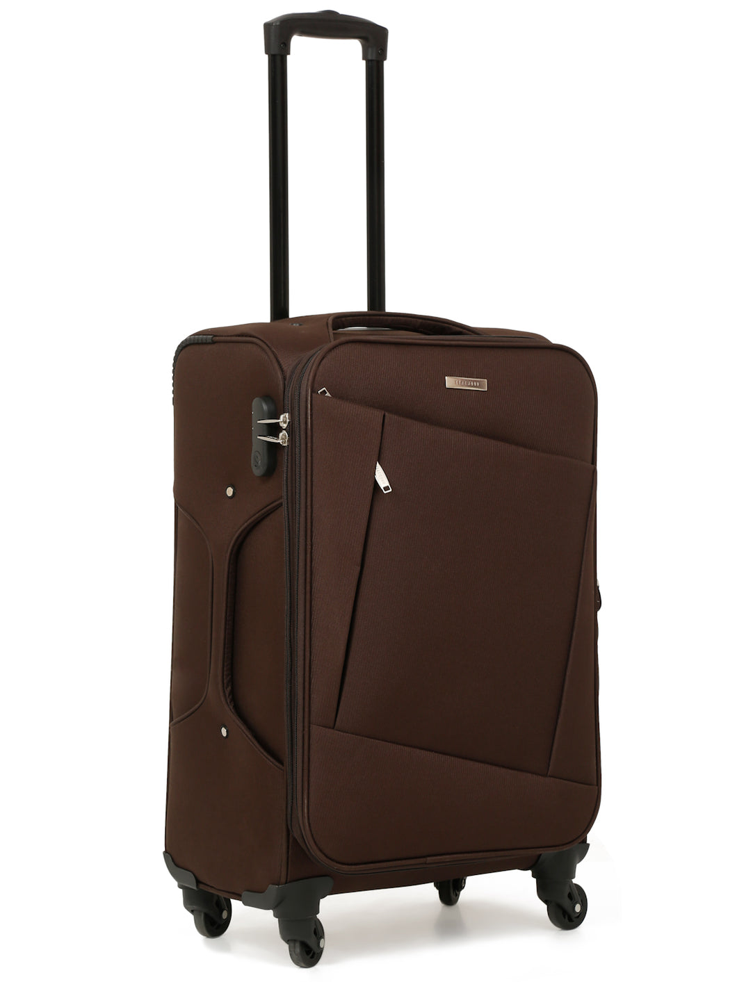 Unisex Brown Solid Soft Sided Cabin Size Trolley Bag
