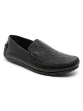 Load image into Gallery viewer, Men Black Texture Genuine Leather Loafers

