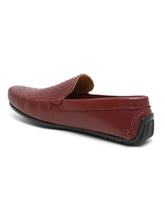 Load image into Gallery viewer, Men Maroon Texture Solid Genuine Leather Loafers
