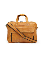 Load image into Gallery viewer, Teakwood Leather Unisex Laptop Bag - Tan
