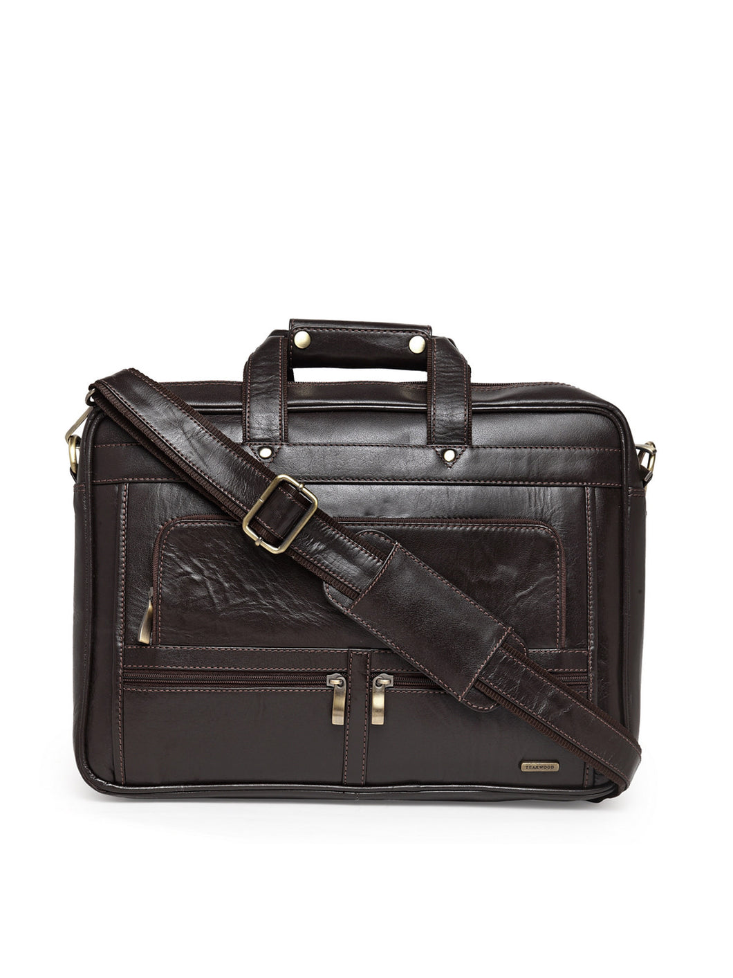 Teakwood Genuine Leather Laptop Bag - Brown