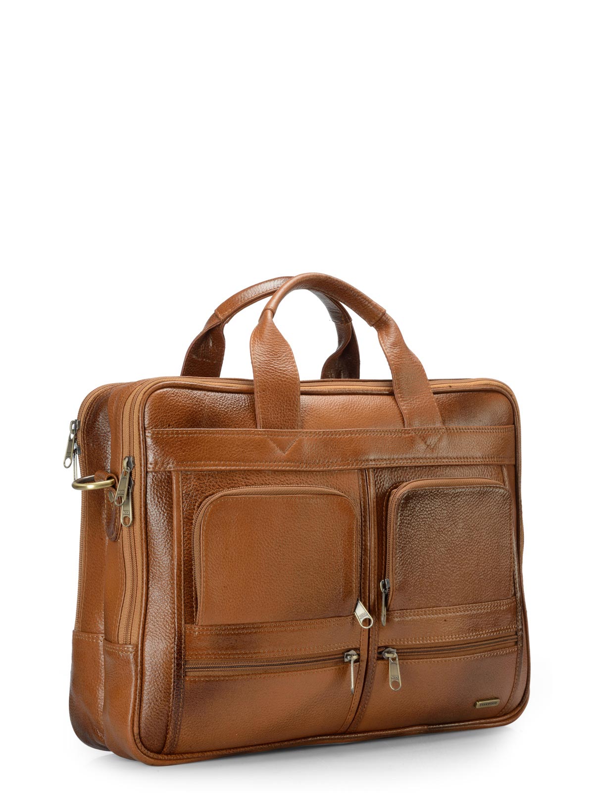 Teakwood Genuine Men Tan Brown Leather Laptop Bag