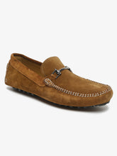 Load image into Gallery viewer, Men Tan Solid Suede Casual Loafers
