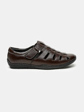 Load image into Gallery viewer, Men Brown Solid Leather Shoe- Style Sandals
