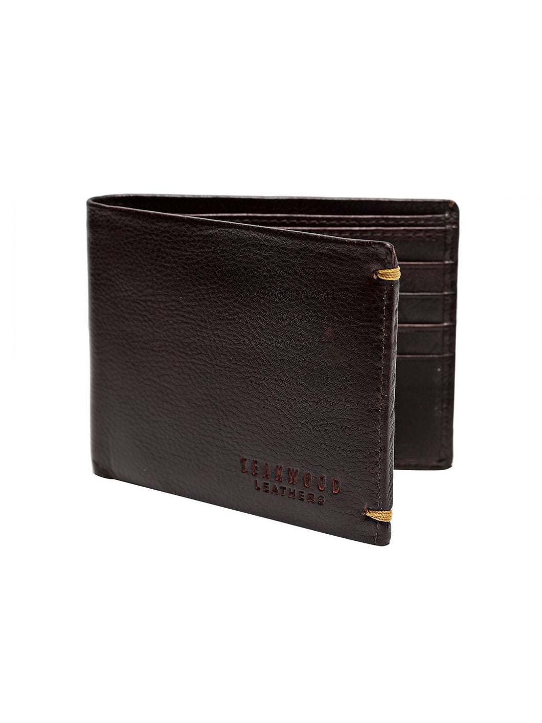 Men Brown Solid Two Fold Leather Wallet