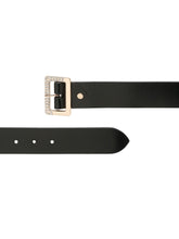 Load image into Gallery viewer, Women Black Solid Gold-Toned Buckle Genuine Leather Belt
