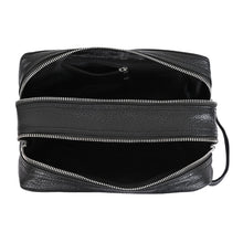 Load image into Gallery viewer, Unisex Black Solid Genuine Leather Travel Toiletry Kit Bag
