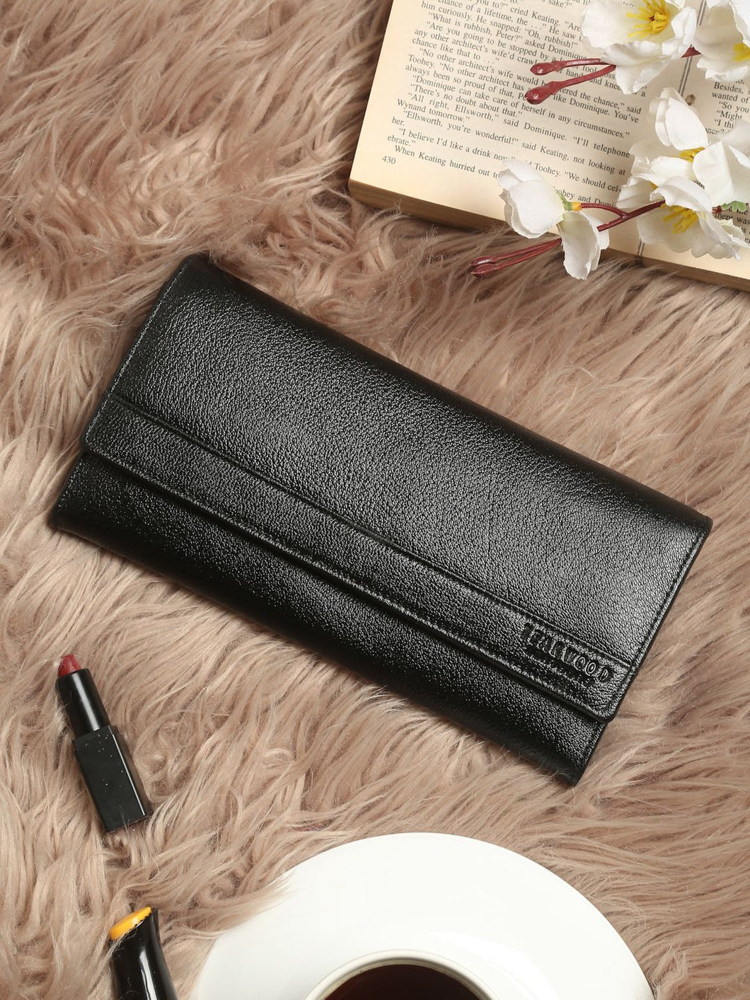 Teakwood Genuine Leather Black Color Wallet