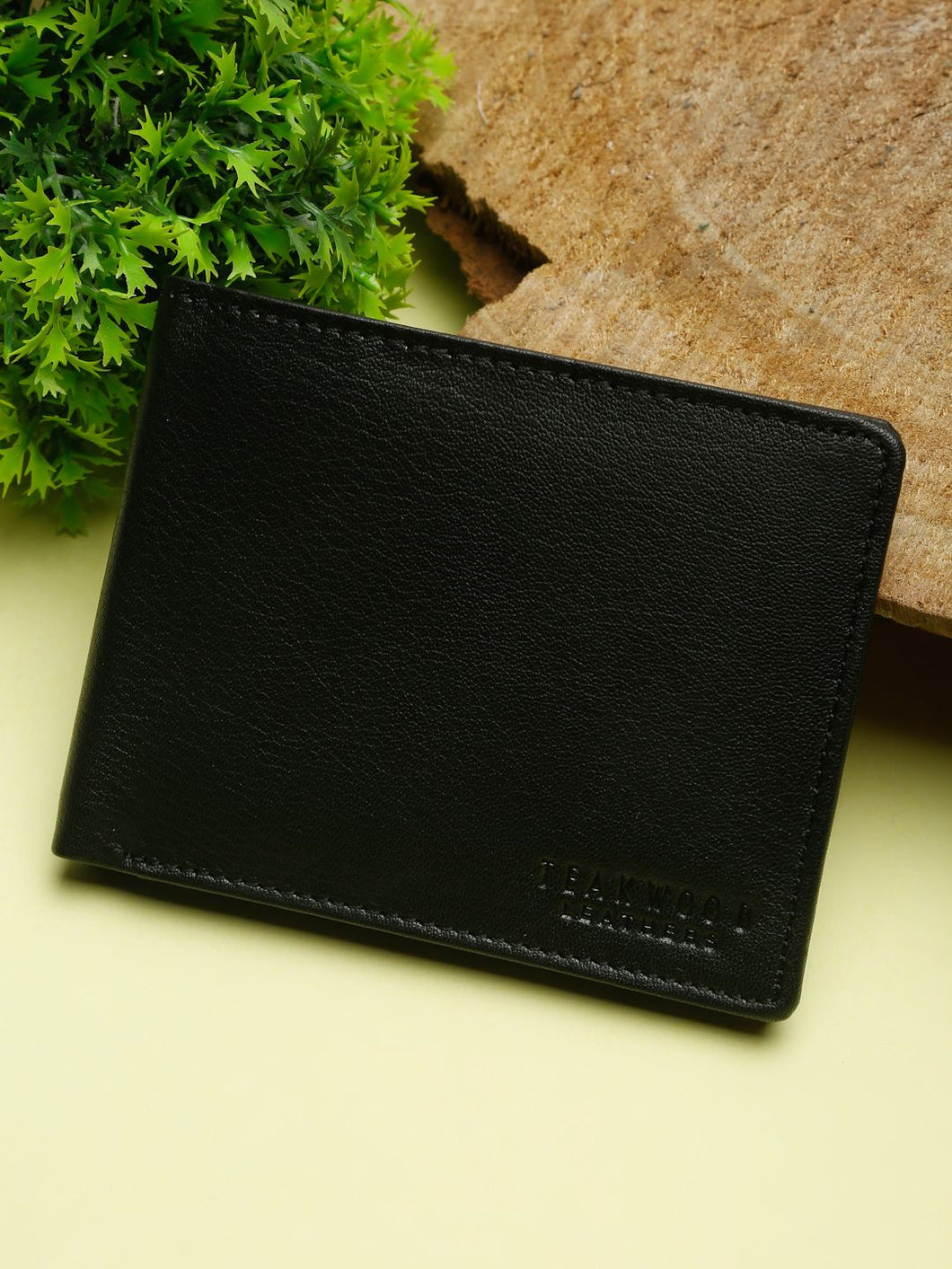 Men Black Leather Two Fold Wallet