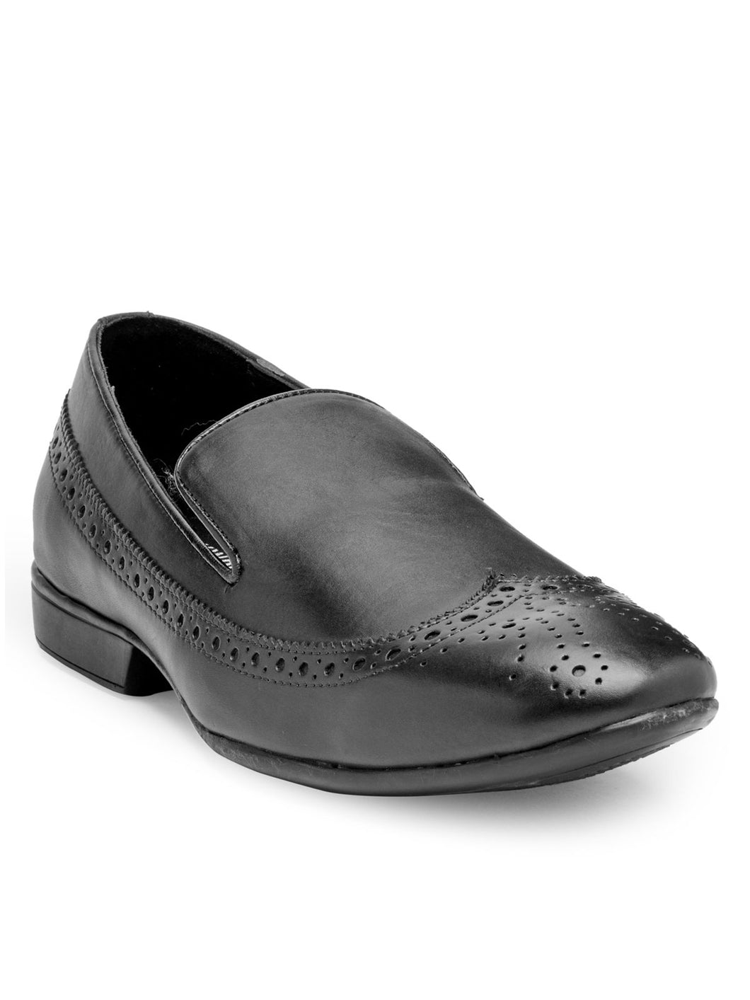 Teakwood Leather Men's Black Slip-ons Shoes