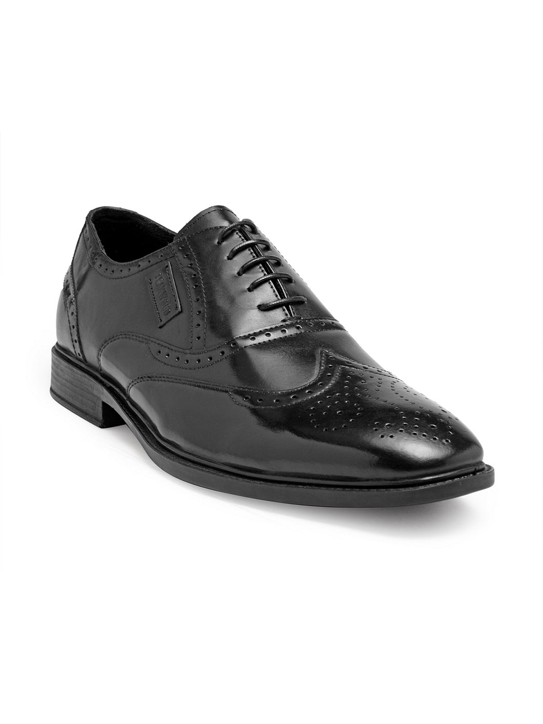 Teakwood Genuine Leather Black Oxford Shoes