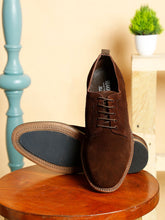 Load image into Gallery viewer, Men Brown Solid Suede Lace up Shoes
