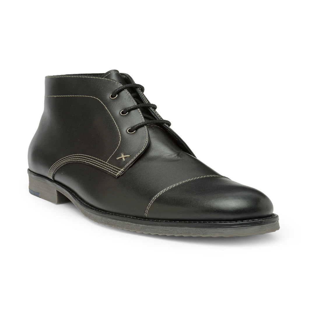 Teakwood Genuine Leathers Men Black Solid Leather Mid-Top Flat Boots