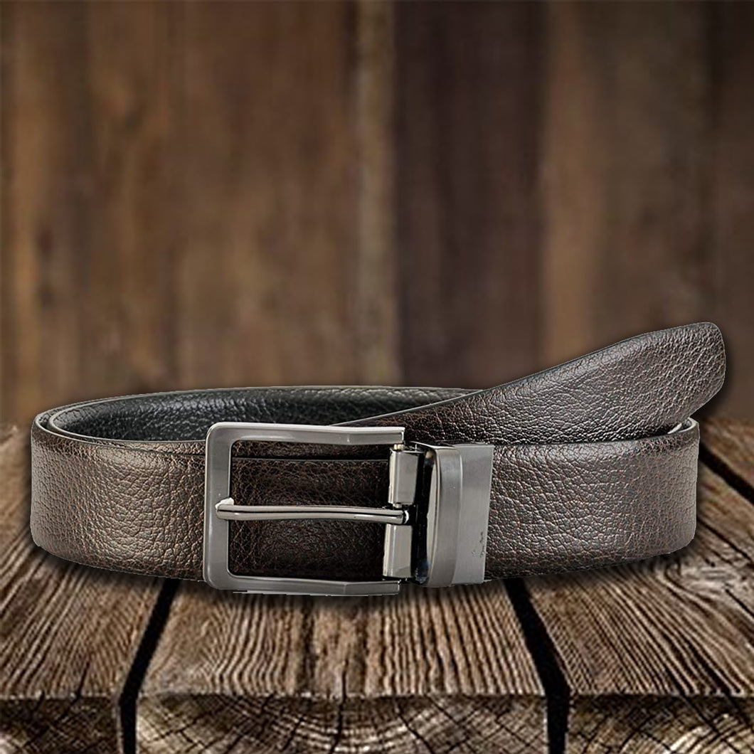 Teakwood Leathers Men Black & Brown Reversible Genuine Leather Belt
