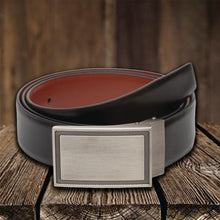 Load image into Gallery viewer, Teakwood Men Genuine Leather Black &amp; Tan Solid Reversible Belt
