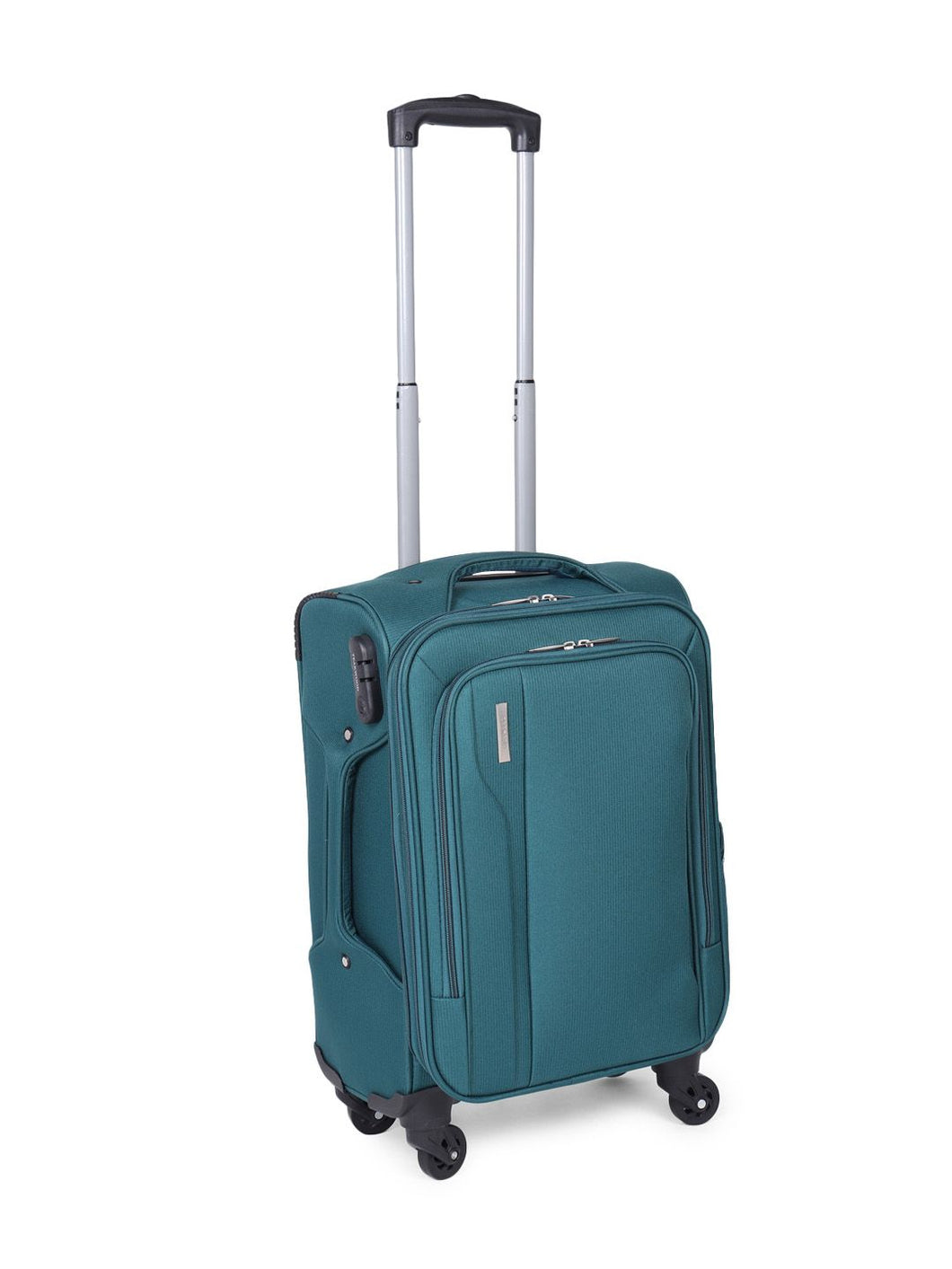 Unisex Teal Solid Soft-sided Cabin Trolley Suitcase (Small)