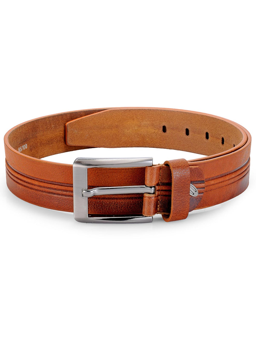 Teakwood Leathers Men Brown Striped Genuine Leather Belt