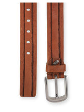 Load image into Gallery viewer, Teakwood Leathers Men Brown Striped Genuine Leather Belt
