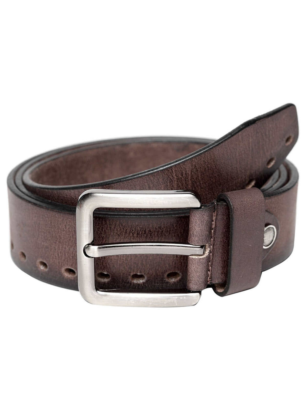 Teakwood Genuine Leather Brown Solid Belt with Cut-Outs