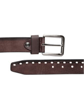 Load image into Gallery viewer, Teakwood Genuine Leather Brown Solid Belt with Cut-Outs
