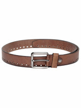 Load image into Gallery viewer, Teakwood Genuine Leather Tan Solid Belt with Cut-Outs
